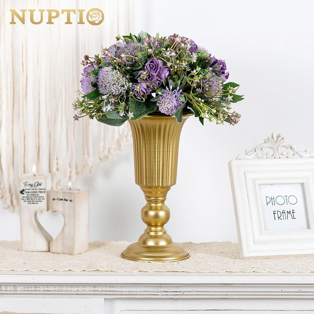 NUPTIO 2 Stück Geblühte Metall Trompetenvase Elegante Vase mit Mittelstücken für Hochzeitsfeiern, 23