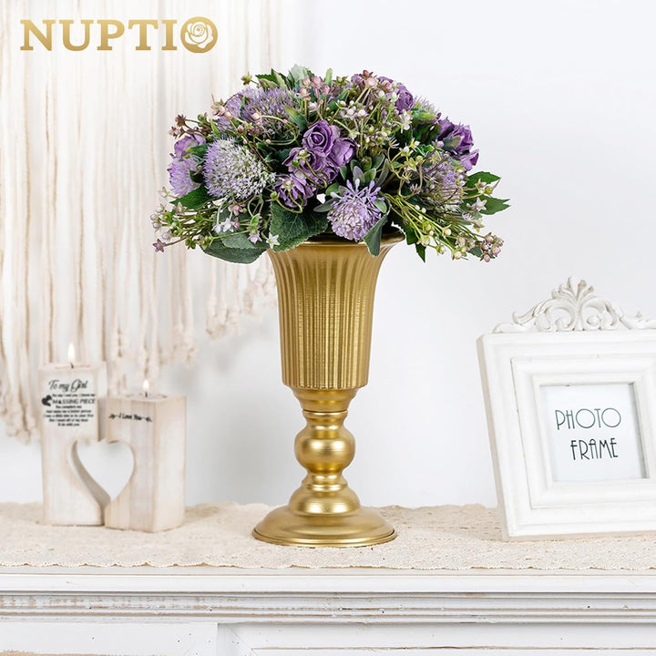 NUPTIO 2 Stück Geblühte Metall Trompetenvase Elegante Vase mit Mittelstücken für Hochzeitsfeiern, 23