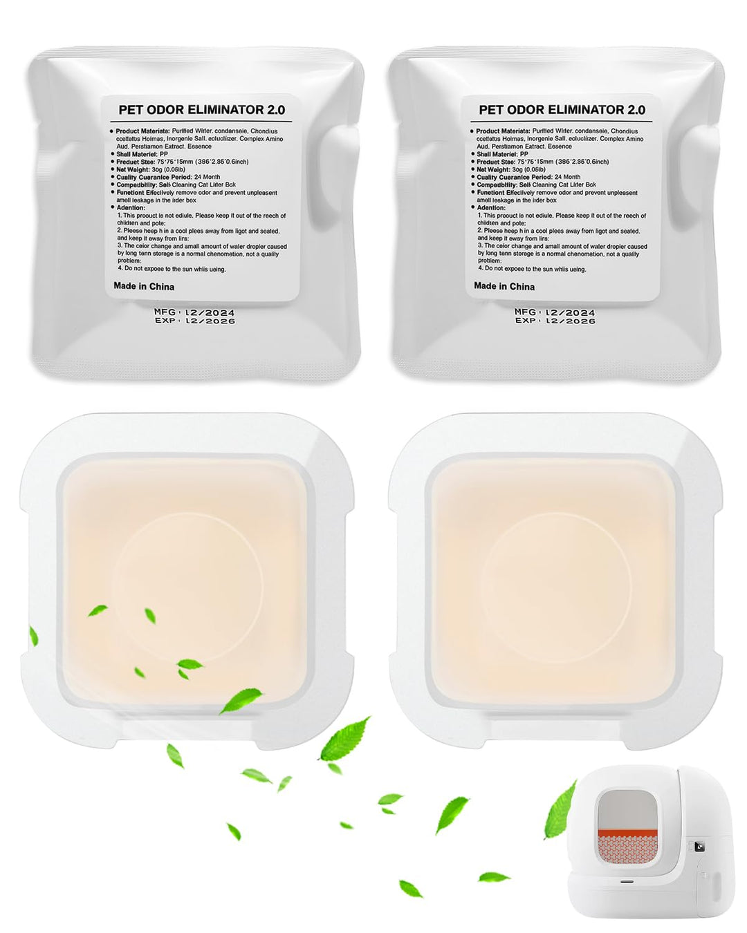 Haliya 4 Stück Geruchsentferner für PETKIT Pura Max/Pura Max 2 / Purobot Max Pro Selbstreinigende Ka
