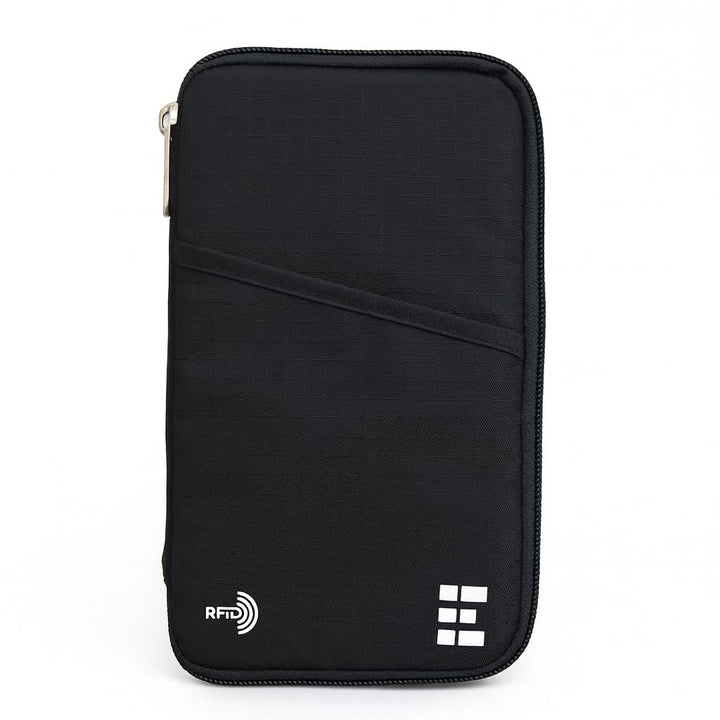 Reisepass Tasche Familien Reiseorganizer mit RFID Abschirmung - Reisedokumententasche Familie Schwar
