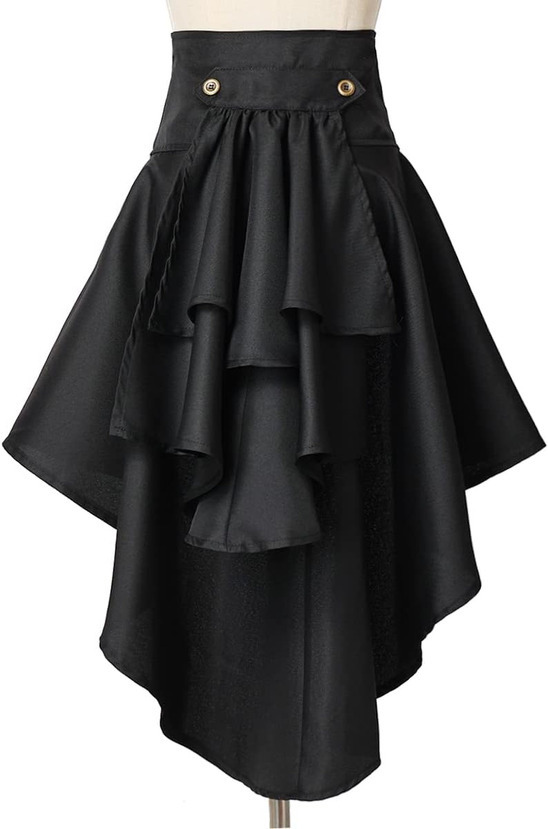 COSDREAMER Steampunk Damen Röcke Taillengürtel für Frauen Rüschen Piraten Korsett Kostüme, Black, 52