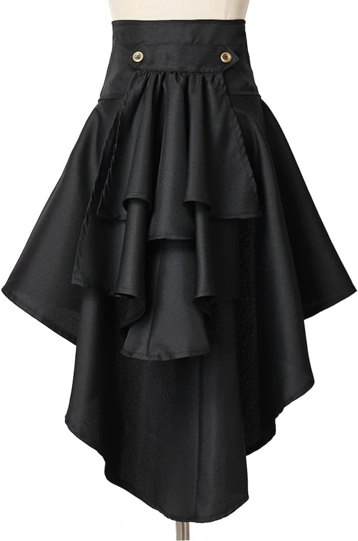 COSDREAMER Steampunk Damen Röcke Taillengürtel für Frauen Rüschen Piraten Korsett Kostüme, Black, 52