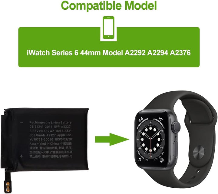 SwarKing Ersatz Akku Kompatibel mit iWatch Series 6 6th 44mm Model A2292 A2294 A2376 A2327 with Tool