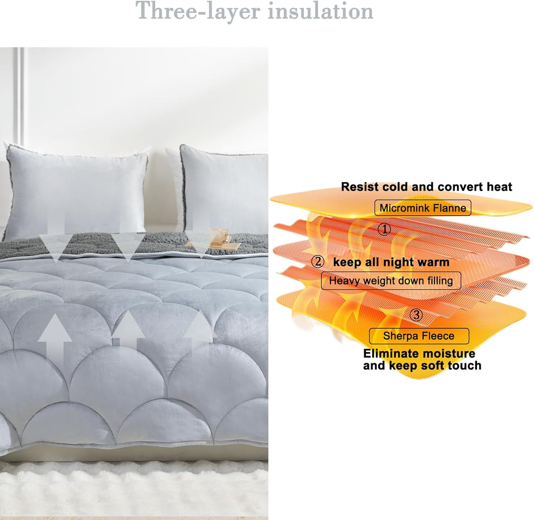 Sherpa-Bettwäsche-Set für King-Size-Betten, weiche warme Fleece-Herbstdecke, Winter-Bettwäsche-Set m