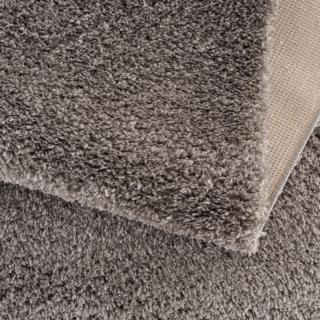 carpet city Hochflor Teppich Wohnzimmer - Einfarbig Anthrazit - 80x150 cm - Shaggyteppich Langflor -