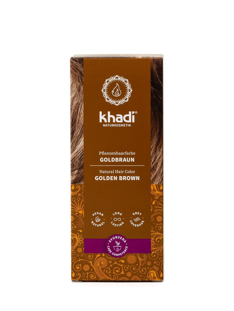 khadi GOLDBRAUN Pflanzenhaarfarbe, Haarfarbe für schillerndes Bernstein bis zu samtig glänzendem Gol