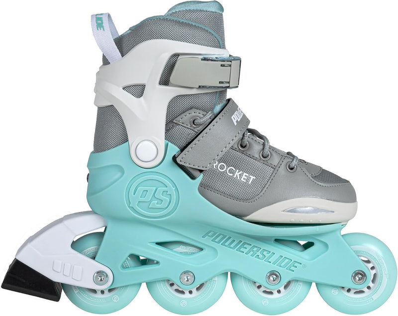 Powerslide Inline Skates Rocket Grey, grössenverstellbar, Grau/Grün für Kinder, ABEC 7 Pro Kugellage