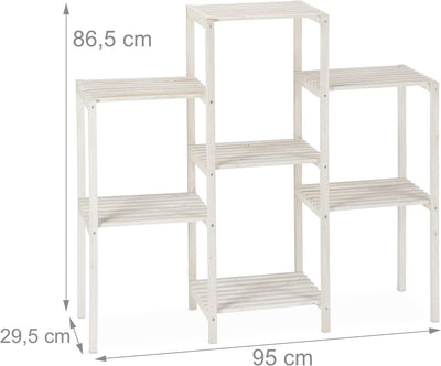 Relaxdays Blumenregal Holz, 7 Ablagen f. Pflanzen, dekorative Blumentreppe f. Indoor, stehend, 86,5