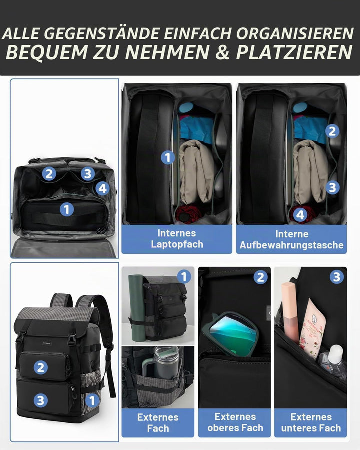 Odoland 2 in 1 Kühlrucksack - Separat Nutzbare Kühltasche 9L und 26L Hauptfach, 10 Stunden Kältehalt