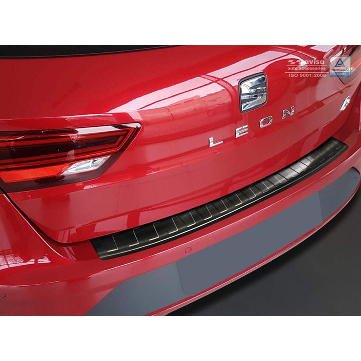 Avisa Schwarz Edelstahl Heckstossstangenschutz kompatibel mit Seat Leon (5F) ST 2013-2017 & 2017- 'R