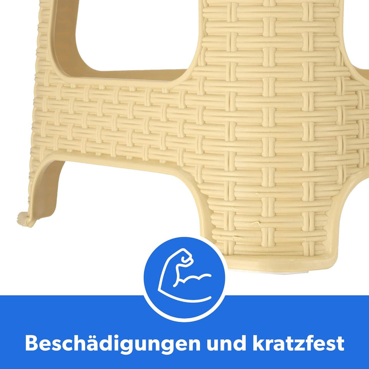 KADAX Hocker aus Kunststoff, Tritthocker bis 120 kg, Rattanhocker mit Antirutschfüssen, Badhocker, W