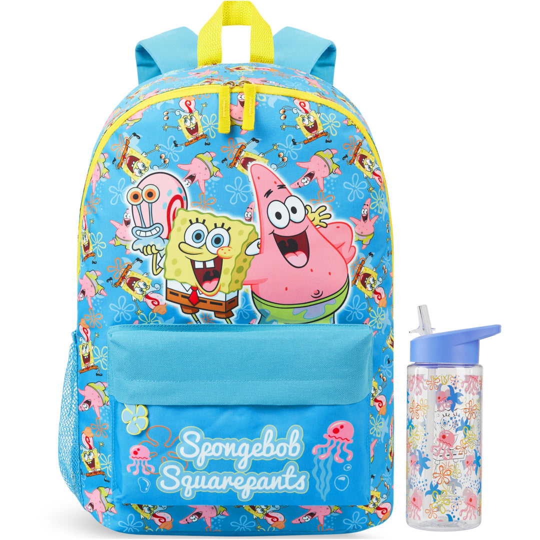 Get Trend Spongebob Schwammkopf Rucksack Kinder Set, Kinderrucksack & Trinkflasche, 500ml Schule Spo
