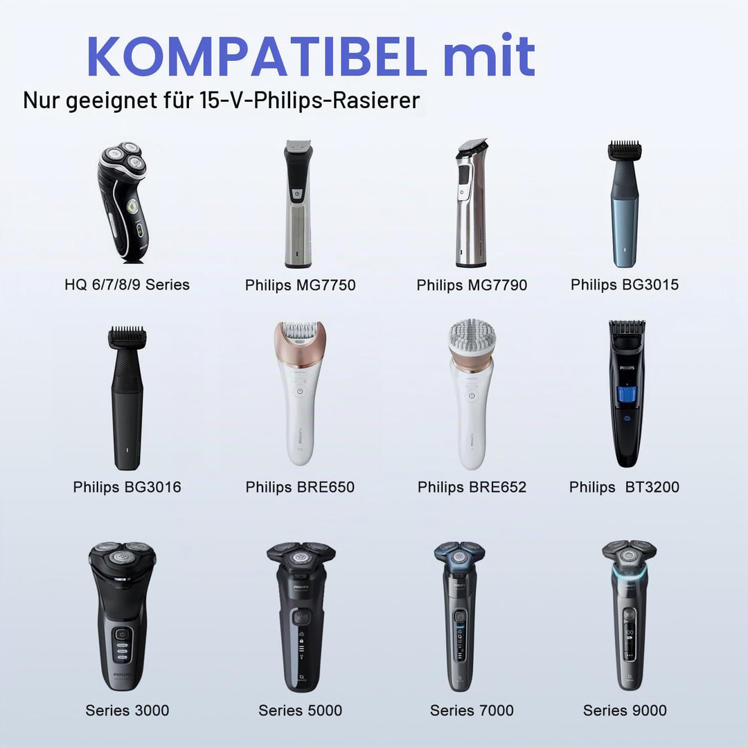KFD Netzteil 15V 5,4W Ladegerät Ladekabel Charger für Philips Rasierer Series 3000 5000 1000 7000 90