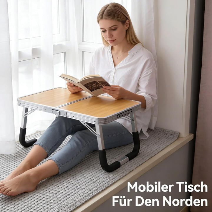 Foldable Laptop Tisch, Tragbares Tisch FüR Bett, Multifunktionaler Holzartig Schreibtischtisch FüR B