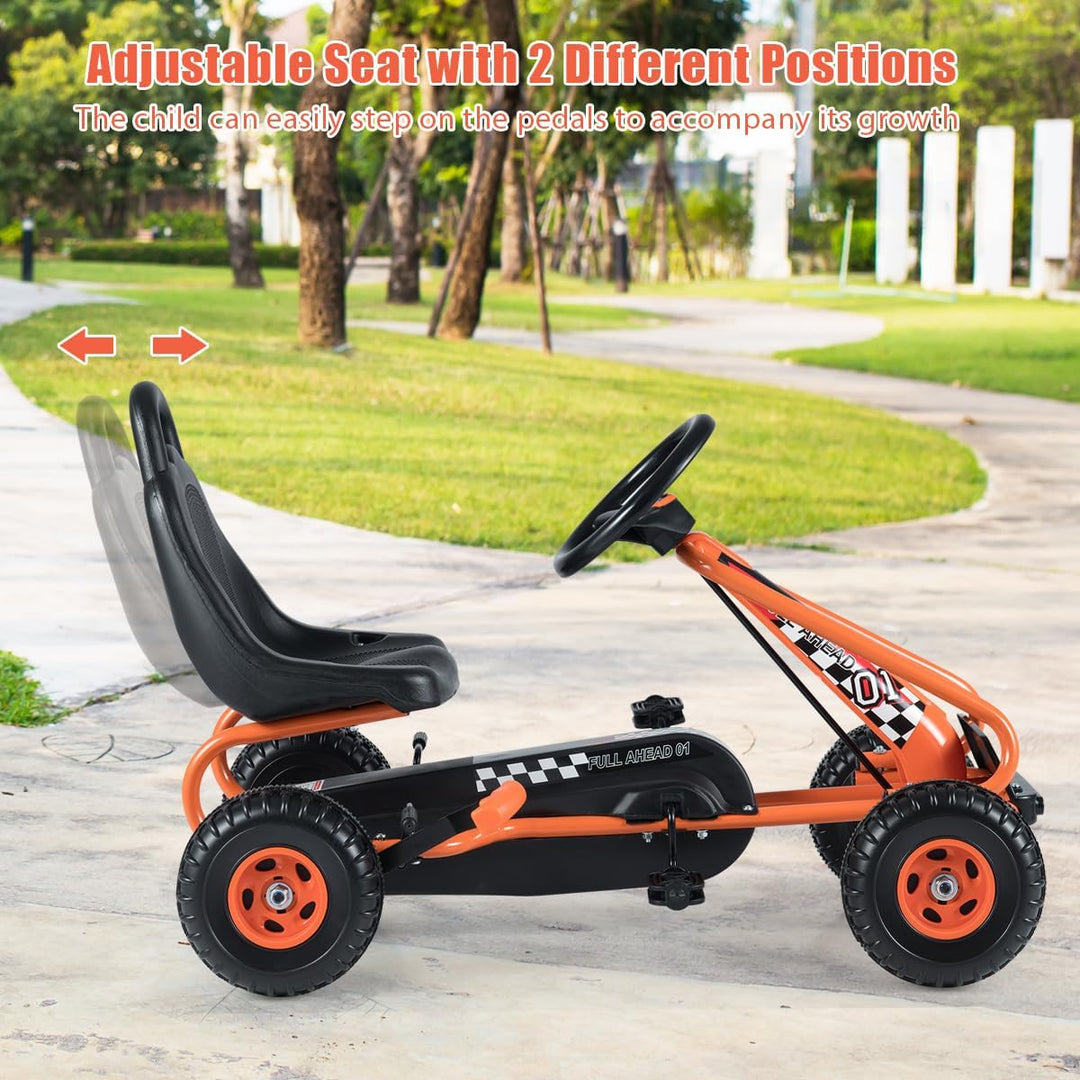 SOARS Kinderauto, Pedal-Gokart mit Sitzen verstellbar in 2 Positionen und 4 rutschfesten Rädern, Vor