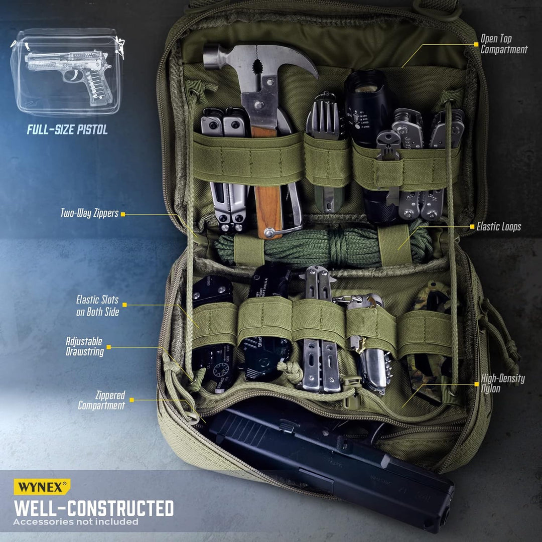 WYNEX Tactical Large Admin Pouch im Double Layer Design, Molle EDC EMT Utility Pouch mit Map Sleeve