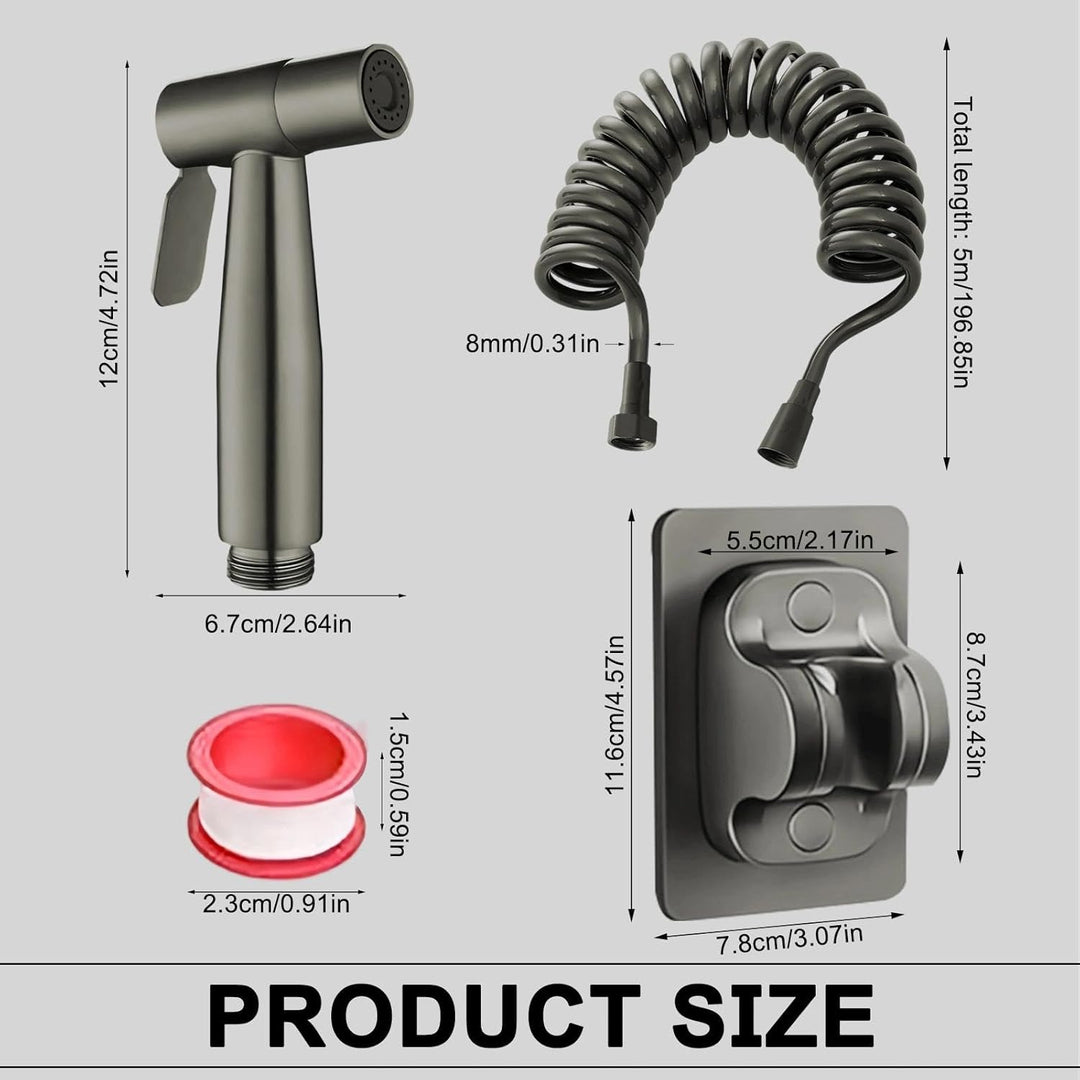 DEANKEJI 5 Meter PE Handbrause für Bidet-Toilette-Set, Dunkelgrau Bidet-Sprüher für Toilette, Hand-B