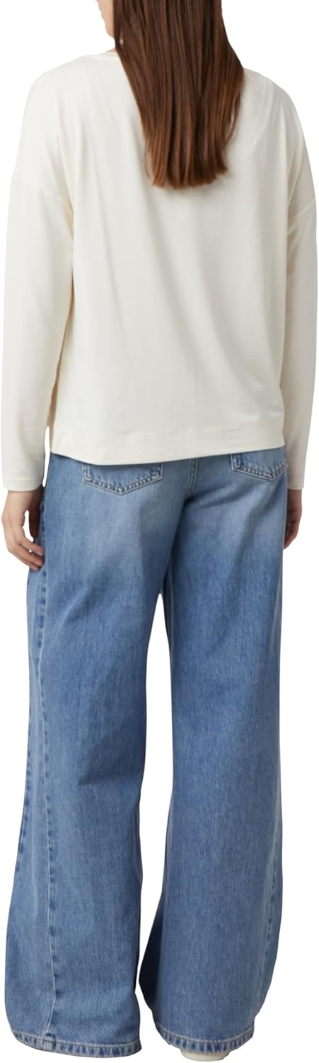 Comma Langarmshirt mit Frontprint und Strassdetails 34 04l0_creme, 34 04l0_creme