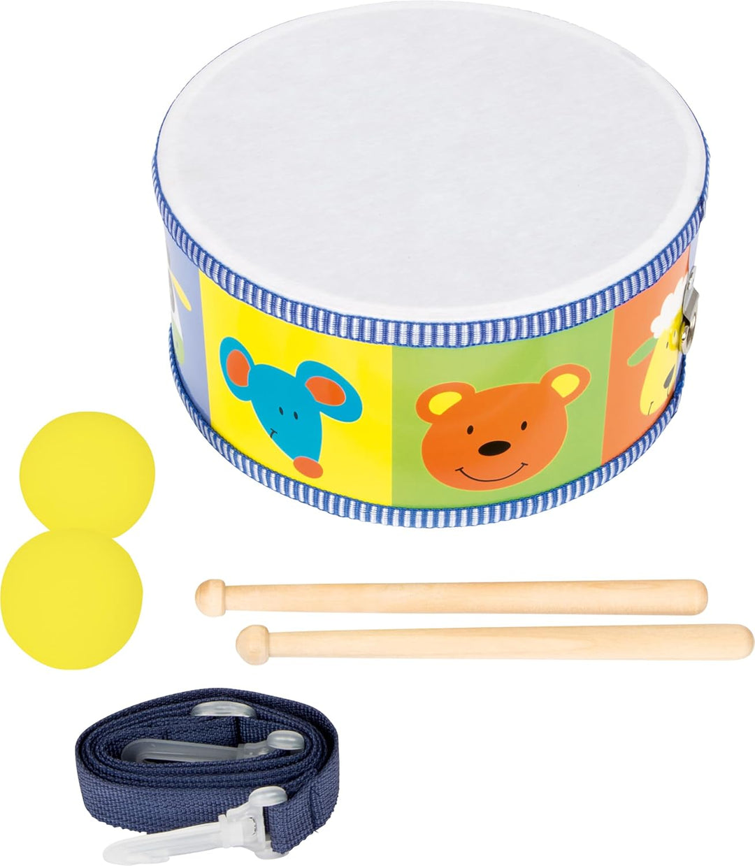 small foot Trommel mit Trommelstöcken aus Holz, mit verstellbarem Gurt, Musikinstrument für Kinder,