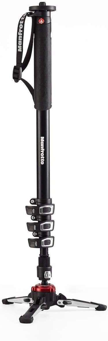 Manfrotto XPRO+ Alu Video-Einbeinstativ, 4 Segmente Foto- und Videokamera Tragestab mit Fluid-Sockel