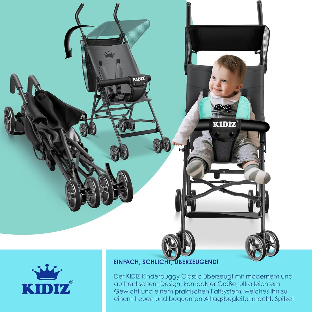 KIDIZ® Kinderwagen CITY Buggy Kinderbuggy klappbar Sportwagen Faltbar 360° 4-Zoll-Räder Inkl. Sonnen