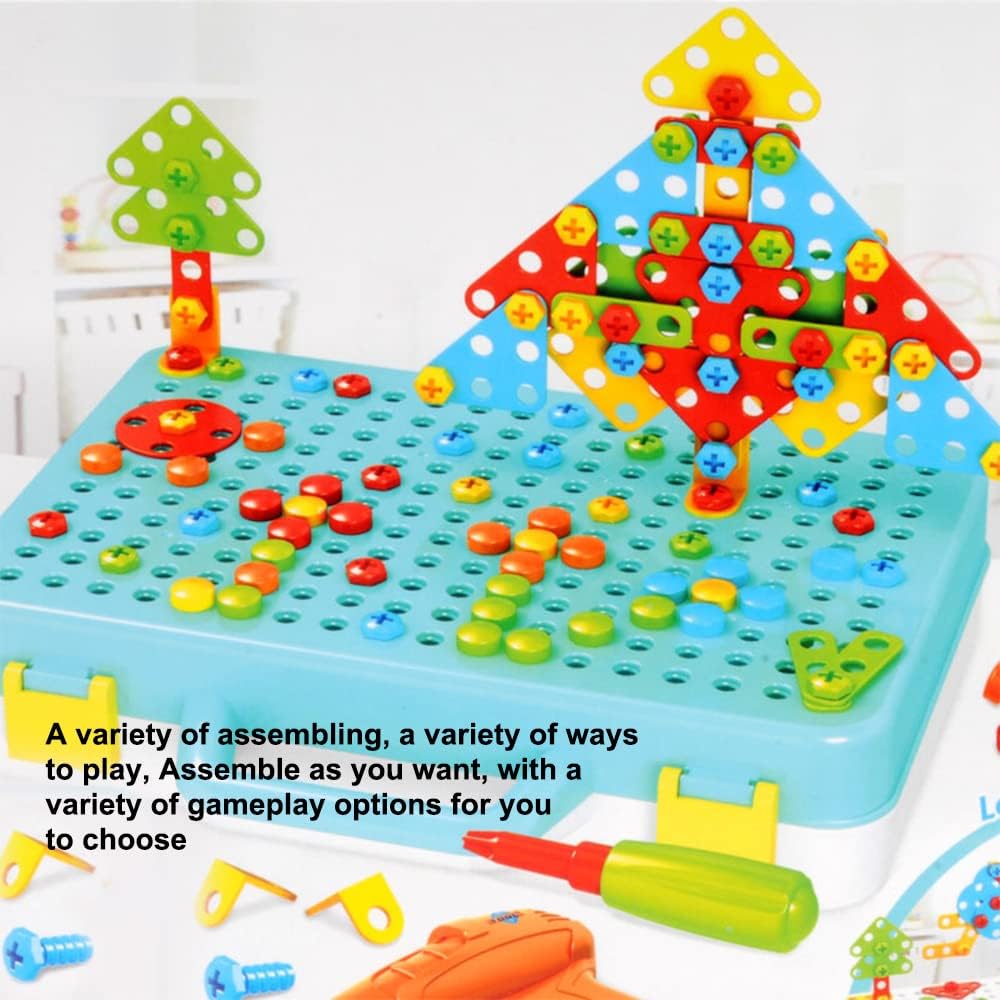252 PCS Mosaik Steckspiel Schraube Spielzeug 3D Puzzle Mosaik Schrauben Set mit Elektronischem Bohre