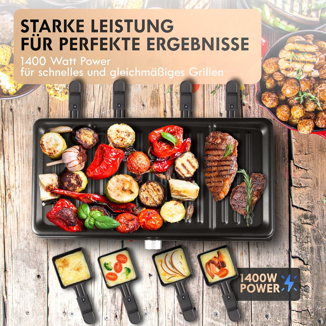 Clatronic RG 3757 Raclette-Grill, 1400 Watt, für bis zu 8 Personen, Grillfläche: ca. 42 x 21 cm, ele