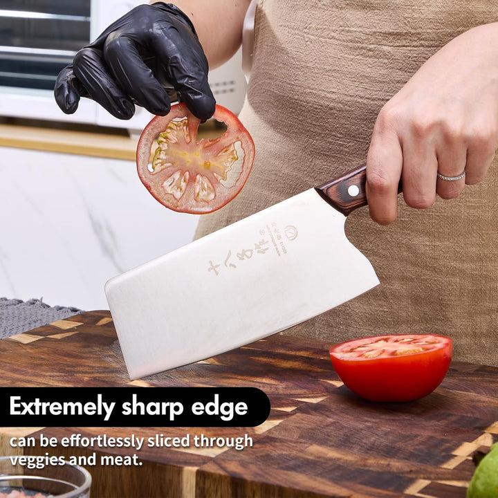 SHI BA ZI ZUO Chinesisches Messer kochmesser, Gemüse- und Fleischmesser, 17 cm Hackmesser, Edelstahl
