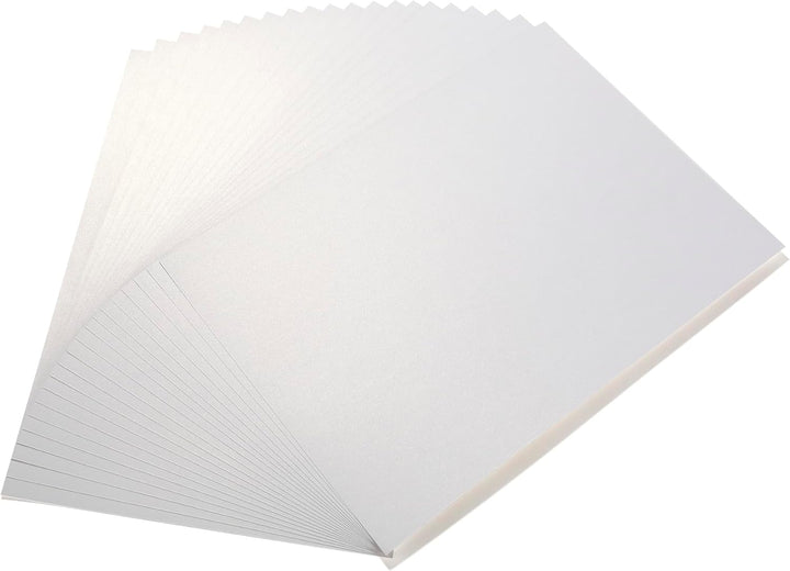 50 Blatt DIN A4 Perglanz-Papier Elfenbein Weiss-Metallic, Bastelpapier mit Perlmutt-Schimmer, 250 g/