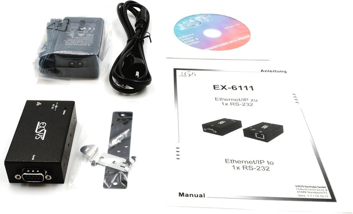 EXSYS EX-6111-2 1 Ethernet zu 1 x Seriell RS-232 inkl Netzteil