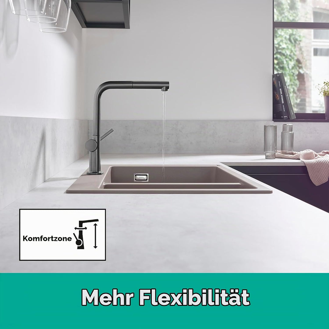 hansgrohe Talis M54 - Küchenarmatur mit Brause ausziehbar, mit Schlauchbox, 1 Stahlart, Wasserhahn K