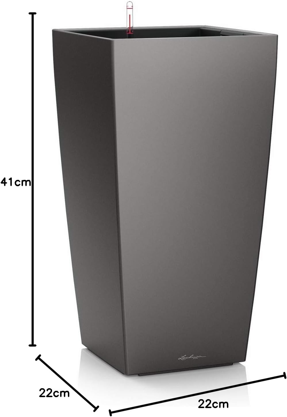 LECHUZA CUBICO Premium 22 anthrazit metallic 18463 22x22x41 cm Anthrazit Metallic, 22x22x41 cm Anthr