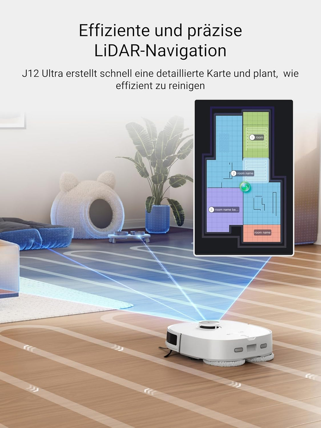 EUREKA J12 Ultra Roboterstaubsauger mit Wischfunktion (Selbstentleerung, Wasch- und Trocknung), 5000