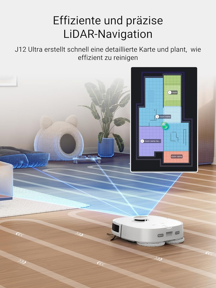 EUREKA J12 Ultra Roboterstaubsauger mit Wischfunktion (Selbstentleerung, Wasch- und Trocknung), 5000