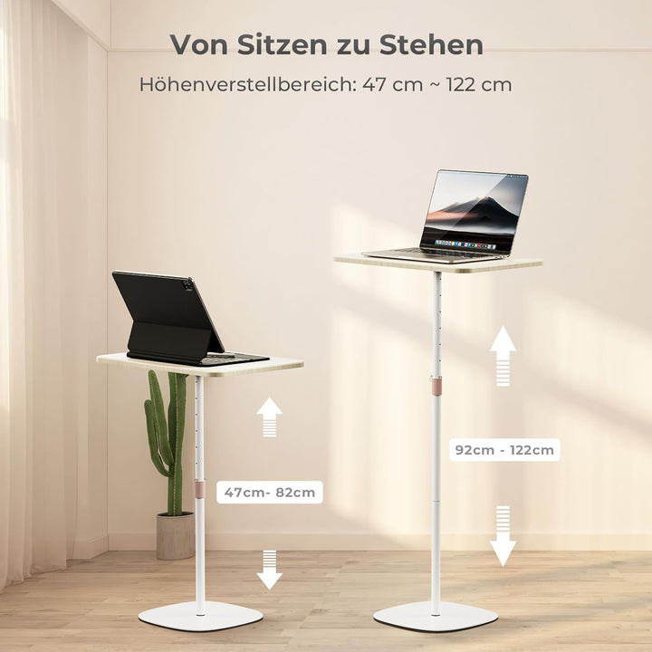 Tragbarer Laptop-Ständer, höhenverstellbarer Beistelltisch für Sofa/Nachtschrank, eleganter Holz-Red