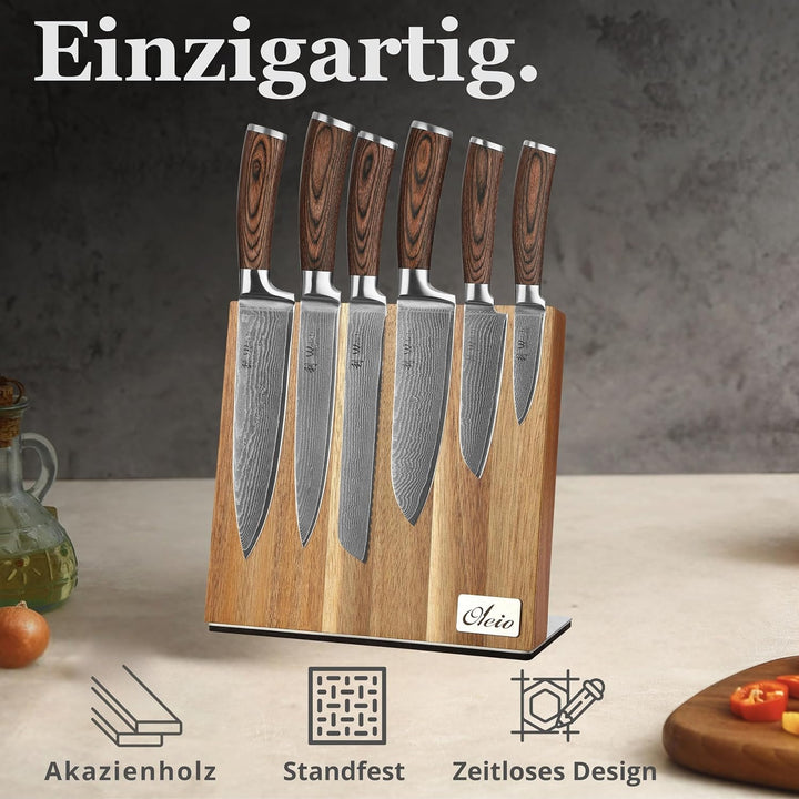 Wakoli Edib 6er Damastmesser-Set, scharfe 8 bis 20,5 cm Klingen Premium Küchenmesserset aus 67 Lagen