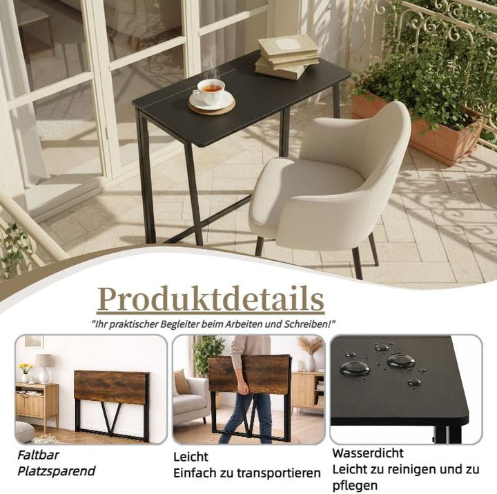 1 Stück Klein Klapptisch Schreibtisch 80CM Breite Computertisch Laptoptisch Klappbar Laptop Computer
