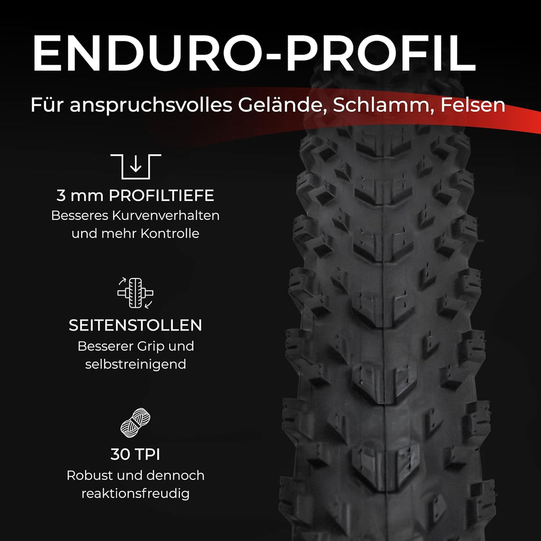 Fincci Paar 27,5 x 2.10 MTB Reifen Zoll 54-584 Fahrradmantel Faltbar Slick Reifen mit Schrader Schla