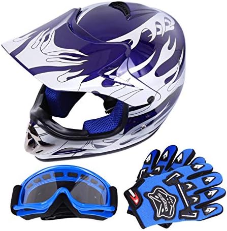 Samger DOT Jugend Kinder Off Road Helm Motocross Helm Dirt Bike ATV Motorradhelm Handschuhe+Brille S