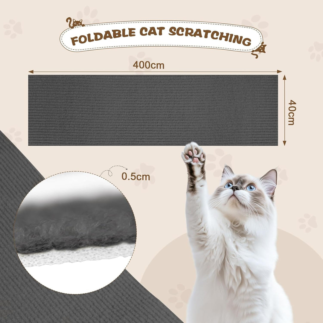 Kratzmatte Selbstklebend, 40cm x 400cm Kratzschutz Sofa Katze Selbstklebend, DIY Trimmbarer Kratzbre