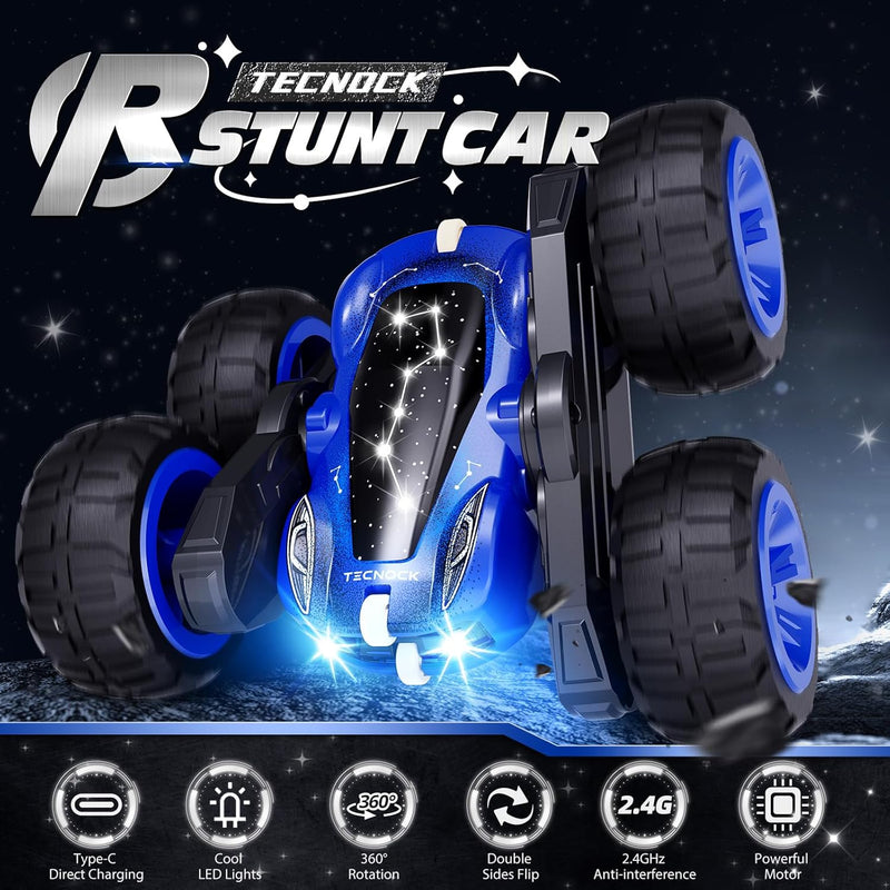 Tecnock 2024 Ferngesteuertes Auto mit 2.4 Ghz Fernbedienung 360°Flip Stunts Rc Auto Monstertruck mit