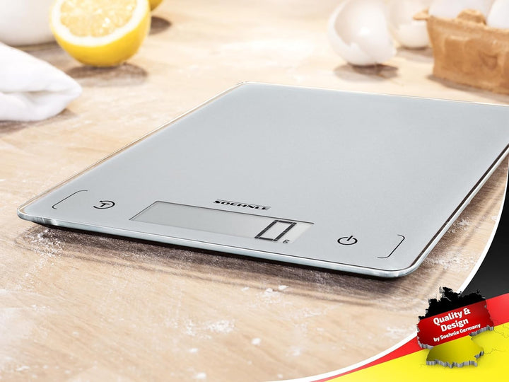 Soehnle Page Comfort 300 slim, digitale Küchenwaage, silber, Gewicht bis zu 10 kg (1-g-genau), Haush