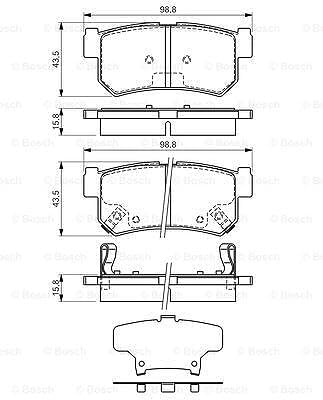 Bosch BP1172 Bremsbeläge - Hinterachse - ECE-R90 Zertifizierung - vier Bremsbeläge pro Set