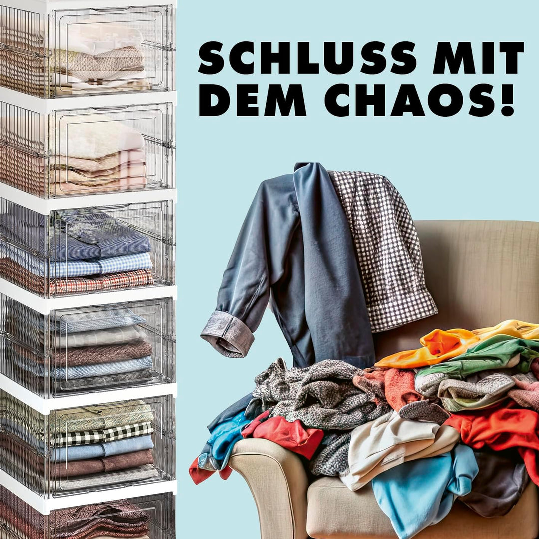 EASYmaxx faltbares Schuhregal mit durchsichtiger Front | 1-6 transparente Schuhboxen | Platzsparende