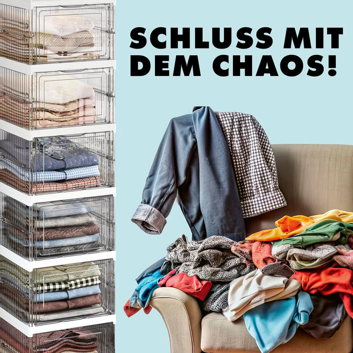 EASYmaxx faltbares Schuhregal mit durchsichtiger Front | 1-6 transparente Schuhboxen | Platzsparende