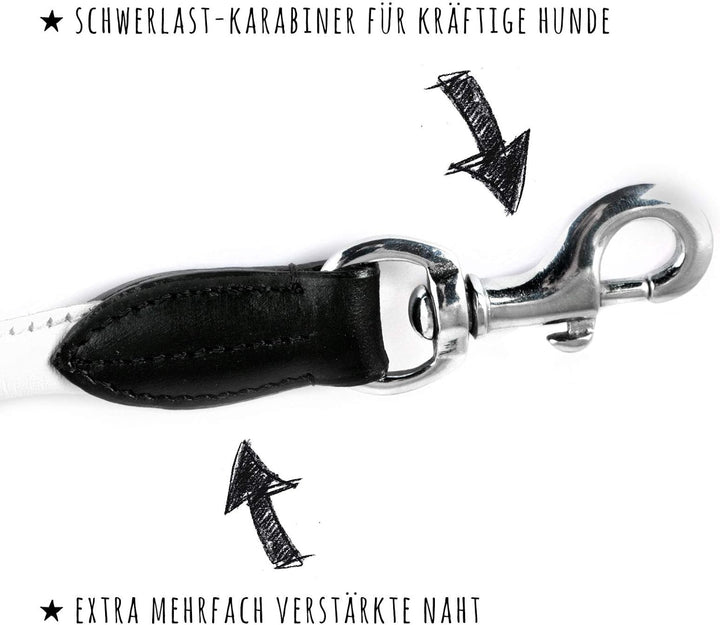 Monkimau Hundeleine Führleine für Hunde aus echt Leder verstellbar weiss, weiss