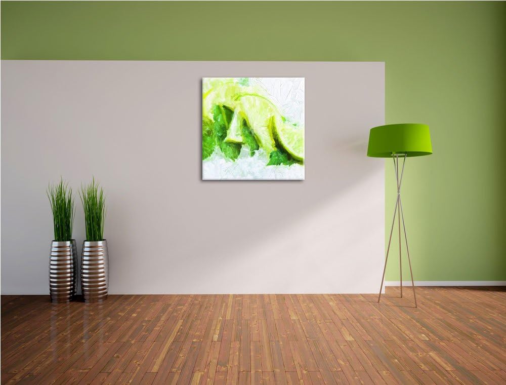 Pixxprint Minze Limetten EIS als Leinwandbild/Grösse: 70x70 cm/Wandbild/Kunstdruck/fertig bespannt,