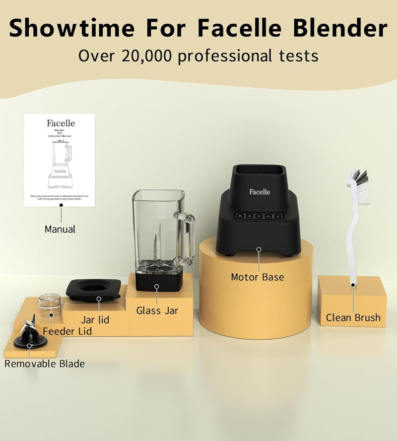Standmixer, Facelle Mixer Smoothie Maker für Smoothies und Shakes, 1,6L Glasmixer mit Touchscreen 3+