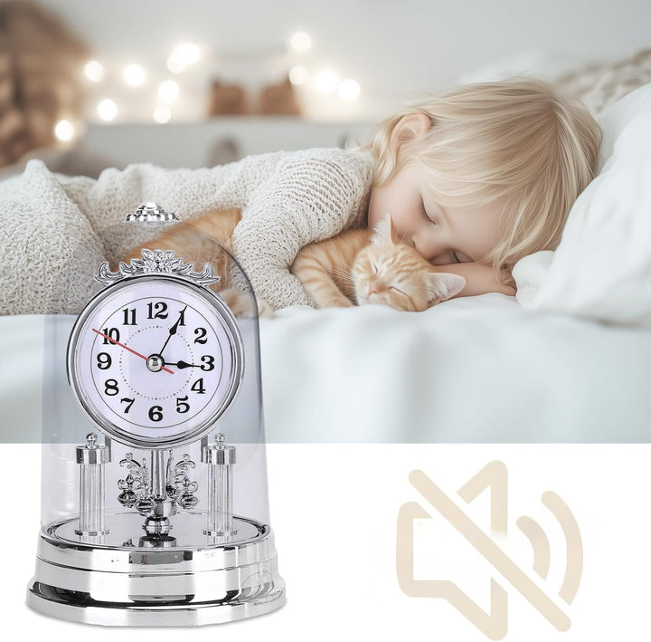 Nicoone Kaminuhren, Stille Tischschreibtischuhr Europäische Vintage Stil mit Deckel Hause Wohnzimmer