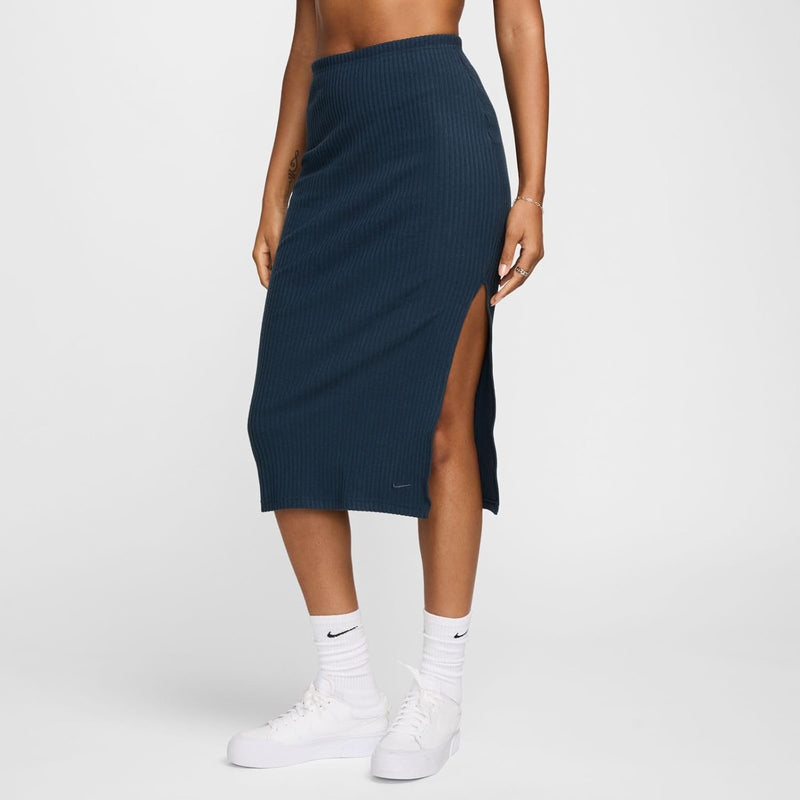 Nike Damen W NSW Nk Chll KNT Rib Md Skirt Rock S Armory Navy/Armory Navy, S Armory Navy/Armory Navy